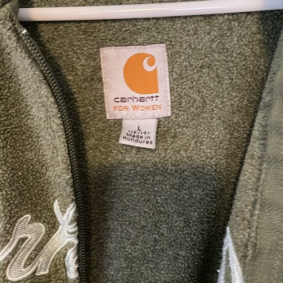 Carhartt L full zip, fleece with pockets and hood army green - Picture 3 of 4